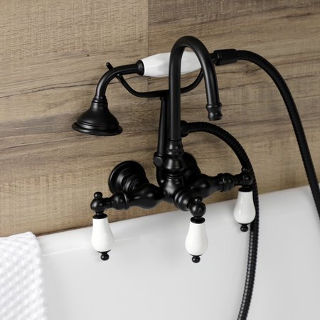 Kingston Brass AE11T0 Wall Mount Clawfoot Tub Faucet, Matte Black AE11T0